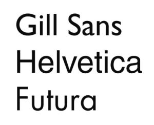 sans-serif typefaces gil sans, helvetica, futura